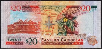 Восточные Карибы 20 долларов 2012г. Р.53 UNC - Восточные Карибы 20 долларов 2012г. Р.53 UNC