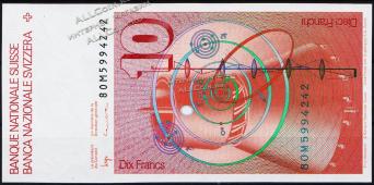 Швейцария 10 франков 1980г. P.53в(54) - UNC - Швейцария 10 франков 1980г. P.53в(54) - UNC