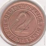 19-72 Германия 2 рентенпфеннига 1923А г. KM# 31 бронза 3,3гр 20,0мм