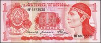 Банкнота Гондурас 1 лемпира 1980 года. P.68а - UNC