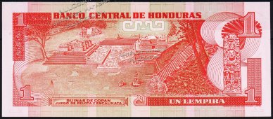Банкнота Гондурас 1 лемпира 1980 года. P.68а - UNC - Банкнота Гондурас 1 лемпира 1980 года. P.68а - UNC