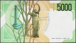 Банкнота Италия 5000 лир 1985 года. P.111c - UNC - Банкнота Италия 5000 лир 1985 года. P.111c - UNC