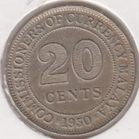 24-9 Малайя 20 центов 1950г. 