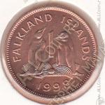 25-43 Фолклендские Острова 1 пенни 1998г. КМ # 2а UNC бронза 3,56гр. 20,32мм