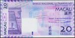 Банкнота Макао 20 патак 2013 года. P.81с -  UNC