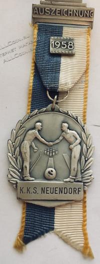  #258 Швейцария спорт Медаль Знаки. Награда по кегельбану. 1958 год.