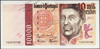 Банкнота Португалия 10000 эскудо 02.05.1996 года. P.190а(2-1) - UNC - Банкнота Португалия 10000 эскудо 02.05.1996 года. P.190а(2-1) - UNC