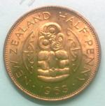 арт527 Новая Зеландия 1/2 пенни 1963г. UNC KM# 23.2 бронза 5,6гр 25,4мм