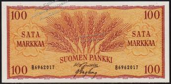 Финляндия 100 марок 1957г. P.97(1-1) - UNC - Финляндия 100 марок 1957г. P.97(1-1) - UNC