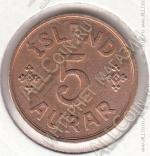 19-55 Исландия 5 аурар 1940г. КМ # 7,2 бронза 6,0гр.  