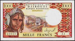 Банкнота Джибути 1000 франков 1979 года. P.37а - UNC - Банкнота Джибути 1000 франков 1979 года. P.37а - UNC