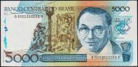 Банкнота Бразилия 5000 крузадо 1988 года. P.214 UNC