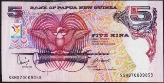 Банкнота Папуа Новая Гвинея 5 кина 2007 года. P.34 UNC - Банкнота Папуа Новая Гвинея 5 кина 2007 года. P.34 UNC
