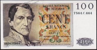 Бельгия 100 франков 10.07.1957г. Р.129с - UNC- - Бельгия 100 франков 10.07.1957г. Р.129с - UNC-