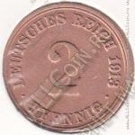 35-171 Германия 2 пфеннига 1913г. КМ # 16 A бронза 3,25гр. 20мм