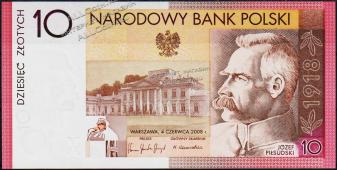 Банкнота Польша 10 злотых 2008 года. P.179 UNC /Юбилейная - Буклет/ - Банкнота Польша 10 злотых 2008 года. P.179 UNC /Юбилейная - Буклет/
