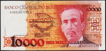 Банкнота Бразилия 10000 крузадо 1989 года. P.215 UNC - Банкнота Бразилия 10000 крузадо 1989 года. P.215 UNC
