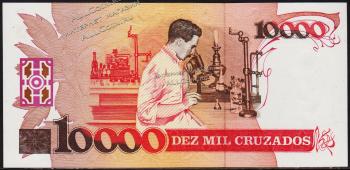 Банкнота Бразилия 10000 крузадо 1989 года. P.215 UNC - Банкнота Бразилия 10000 крузадо 1989 года. P.215 UNC