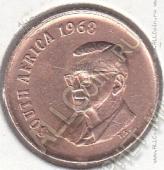 21-122 Южная Африка 1 цент 1968г. КМ # 74.1 бронза 3,0гр. 19мм - 21-122 Южная Африка 1 цент 1968г. КМ # 74.1 бронза 3,0гр. 19мм