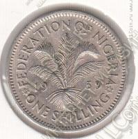 25-125 Нигерия 1 шиллинг 1959г. КМ # 5 медно-никелевая 5,0гр 23мм