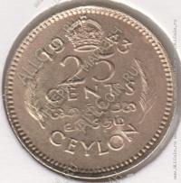 19-85 Цейлон 25 центов 1943г. KM# 115 никель-латунь 19,3мм 2,74гр
