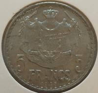 #H9-159 Монако 5 франков 1945г. Серебро. UNC