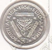 9-75 Южная Африка 3 пенса 1956г КМ # 47 серебро 1,41гр. 16мм