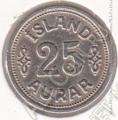 9-168 Исландия 25 аурар 1940г. КМ # 2,2 медно-никелевая 2,4гр. 16мм  - 9-168 Исландия 25 аурар 1940г. КМ # 2,2 медно-никелевая 2,4гр. 16мм 