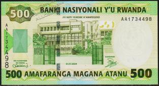 Руанда 500 франков 2004г. P.30 UNC - Руанда 500 франков 2004г. P.30 UNC