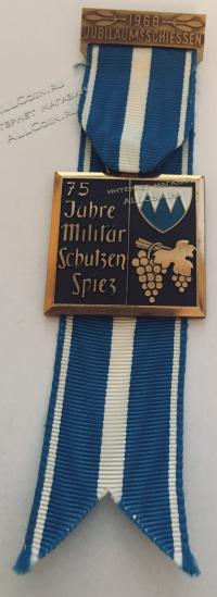 #427 Швейцария спорт Медаль Знаки. Дружба военных. 1968 год.