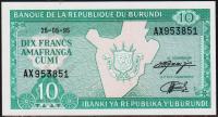 Бурунди 10 франков 1995г. P.33с - UNC