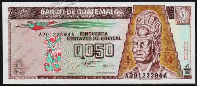 Гватемала 1/2 кетцаль 1996г. P.96 UNC - Гватемала 1/2 кетцаль 1996г. P.96 UNC