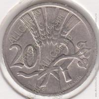 19-91 Чехословакия 20 гелеров 1927г. KM# 1 медно-никелевая 3,33гр 20,0мм
