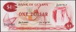 Банкнота Гайана 1 доллар 1989 года. P.21f - UNC