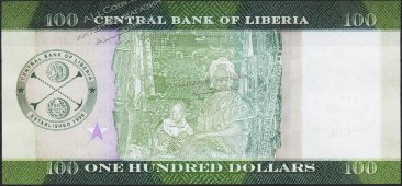 Банкнота Либерия 100 долларов 2016 года. P.35 UNC - Банкнота Либерия 100 долларов 2016 года. P.35 UNC
