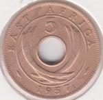 38-159 Восточная Африка 5 центов 1957г. Бронза