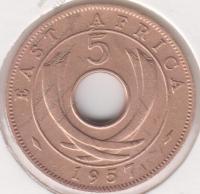 38-159 Восточная Африка 5 центов 1957г. Бронза