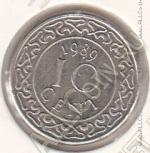 24-7 Суринам 10 центов 1989г. КМ # 13а UNC сталь покрытая никелем 2,0гр. 16мм