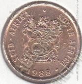 21-124 Южная Африка 1 цент 1988г. КМ # 82 бронза 3,0гр. 19мм - 21-124 Южная Африка 1 цент 1988г. КМ # 82 бронза 3,0гр. 19мм