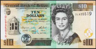Банкнота Белиз 10 долларов 2016 года. P.68g - UNC - Банкнота Белиз 10 долларов 2016 года. P.68g - UNC