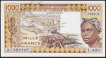 Кот-д’Ивуар 1000 франков 1989г. P.107A.i - UNC