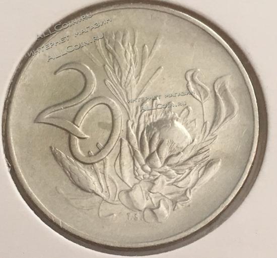 #H3-160 Южная Африка 20 центов 1965г. Медь Никель. UNC. 