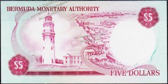Банкнота Бермуды 5 долларов 1978 года. P.29a - UNC - Банкнота Бермуды 5 долларов 1978 года. P.29a - UNC