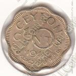 24-76 Цейлон 10 центов 1944г. КМ # 118 никель-латунная 4,21гр. 23мм