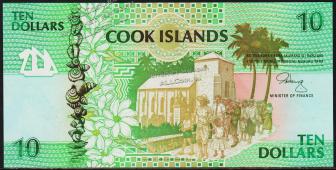 Кука острова 10 долларов 1992г. P.8 UNC - Кука острова 10 долларов 1992г. P.8 UNC