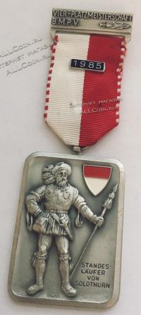 #385 Швейцария спорт Медаль Знаки. Стрелковый фестиваль Platzmeisterschaft в Золотурн. 1985 год.