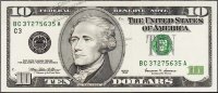 Банкнота США 10 долларов 1999 года. Р.506 UNC "BC-A"