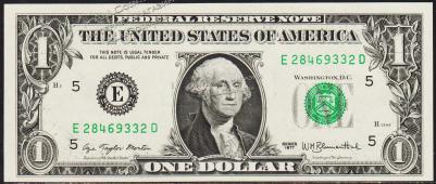 Банкнота США 1 доллар 1977 года. Р.462а - UNC "E" E-D - Банкнота США 1 доллар 1977 года. Р.462а - UNC "E" E-D