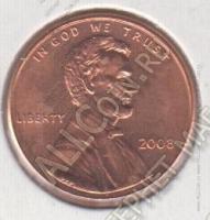арт475 США 1 цент 2008Р КМ#442 UNC 