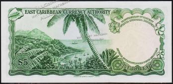 Восточные Карибы 5 долларов 1965г. P.14k - UNC - Восточные Карибы 5 долларов 1965г. P.14k - UNC